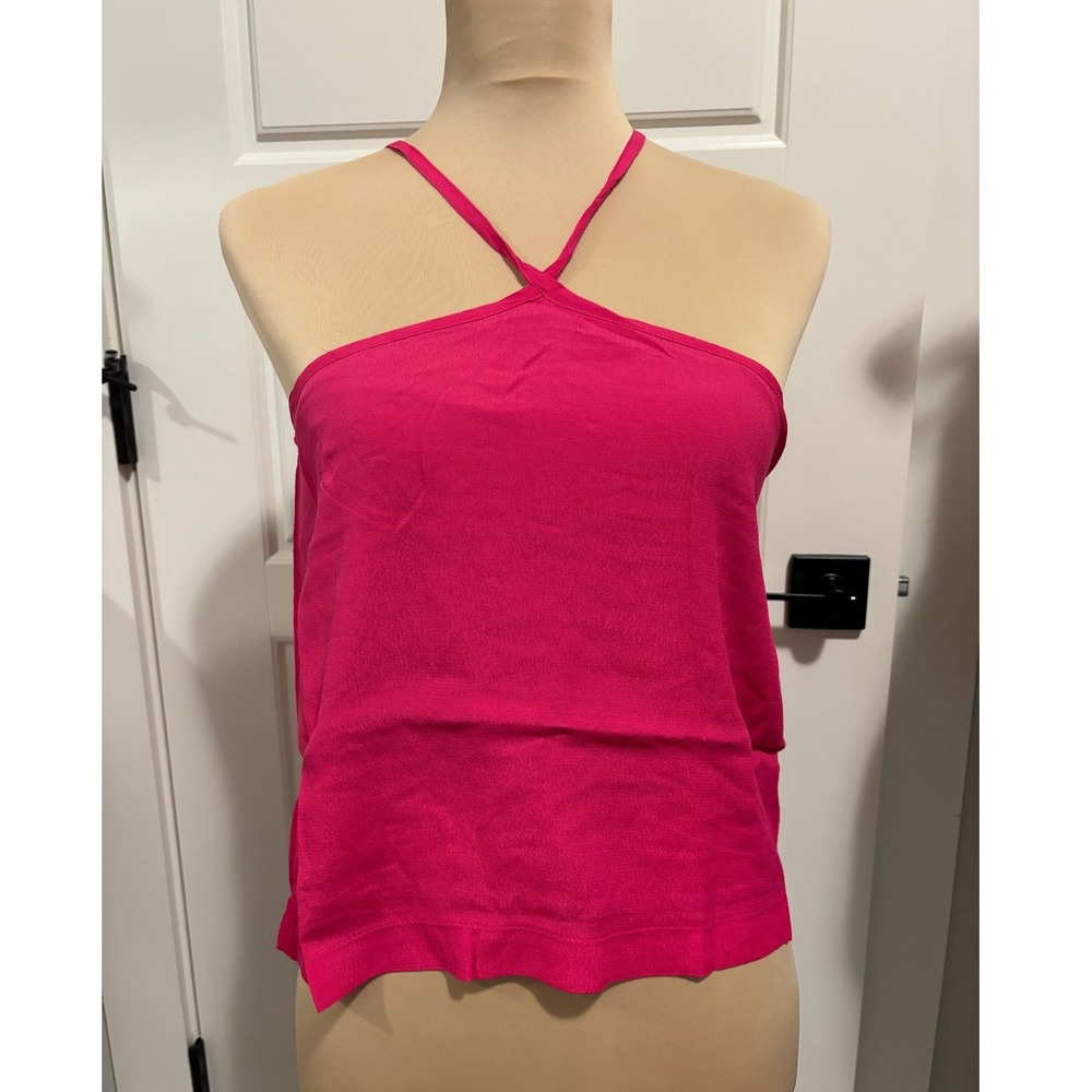 Olivaceous Halter Top Womens Small Fuchsia Tie Back Y2K Festival Lightweight